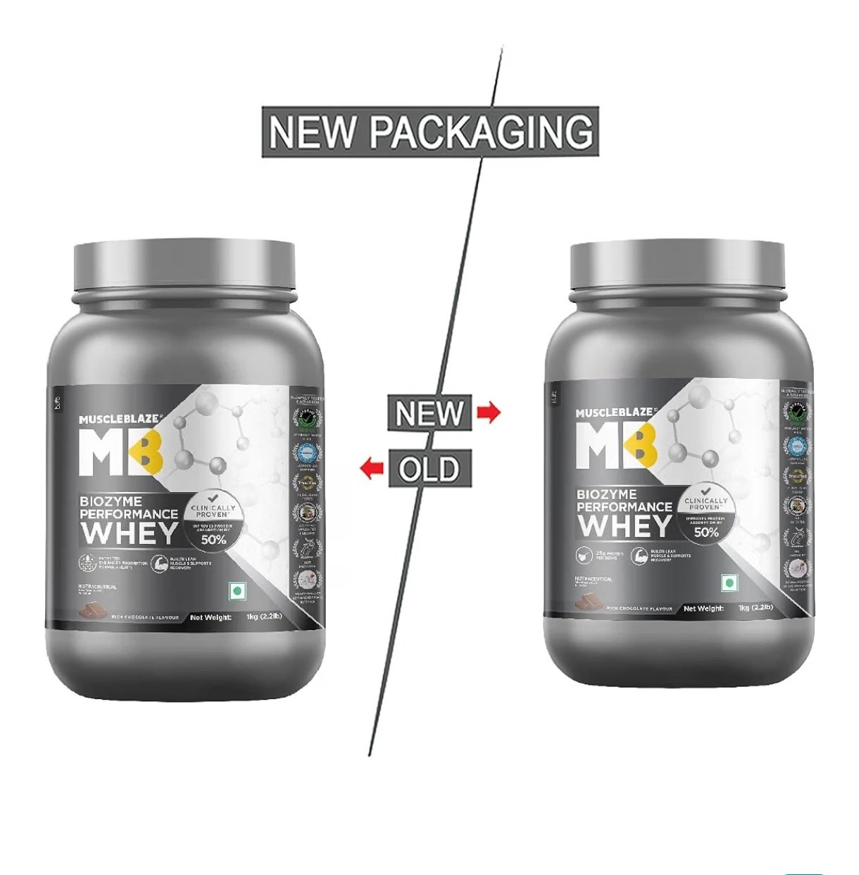 MuscleBlaze Biozyme Performance Whey Protein Powder, 1kg (2.2lbs) photo 2