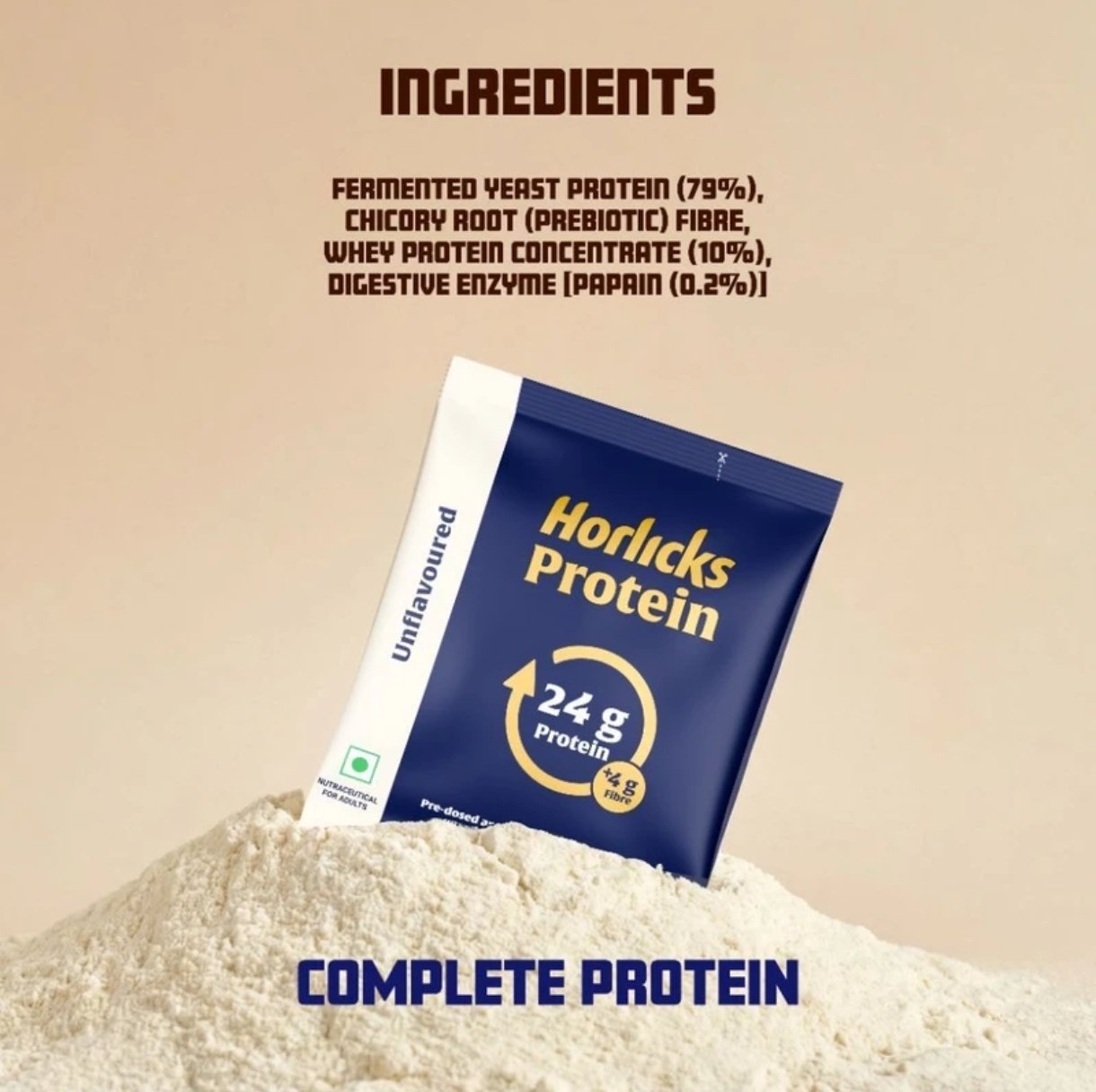 Horlicks Unflavoured Protein Powder 1kg (Plain) | Fermented Yeast Isolate & Whey Blend | 24g Protein, 4g Prebiotic Fibre & Digestive Enzymes | Gut Friendly & Low Lactose photo 7