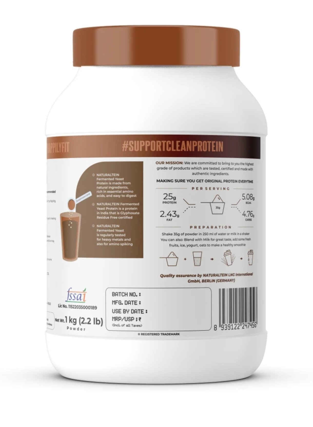 NATURALTEIN Fermented Yeast Protein Powder | 25g Protein Per Scoop | Vegan Plant Protein Plant-Based Protein (1 kg, coffee) photo 2