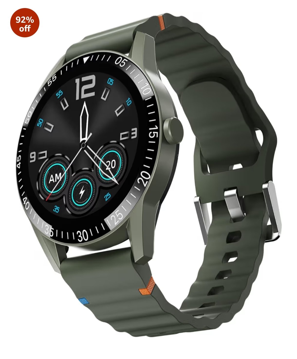 Fire-Boltt Talk Round Smart Watch 1.39″ TFT Display with Bluetooth Calling, Dual Button, Voice Assistance, SPO₂ & Heart Rate Monitor, 120+ Sports Modes, Smartwatch for Men & Women - Green