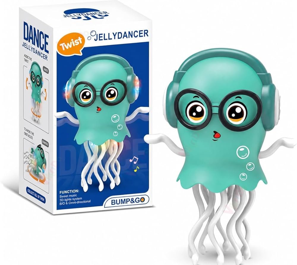 Dancing Jellyfish Musical Toy for Kids with LED Lights, Bump & Go 360° Rotating Crawling Octopus Toy with Twisting Tentacles, Interactive Music Toy for Babies, Toddlers, Boys & Girls photo 5