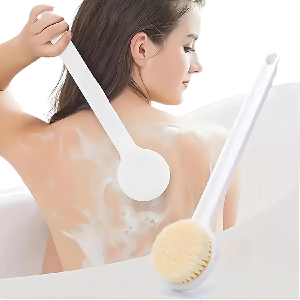 Long Handle Bath Brush for Body Cleaning | Soft Bristle Back Scrubber with Ergonomic Handle | Exfoliating Shower Brush for Wet & Dry Brushing | Body Cleaning Brush for Men & Women | Pack of 1